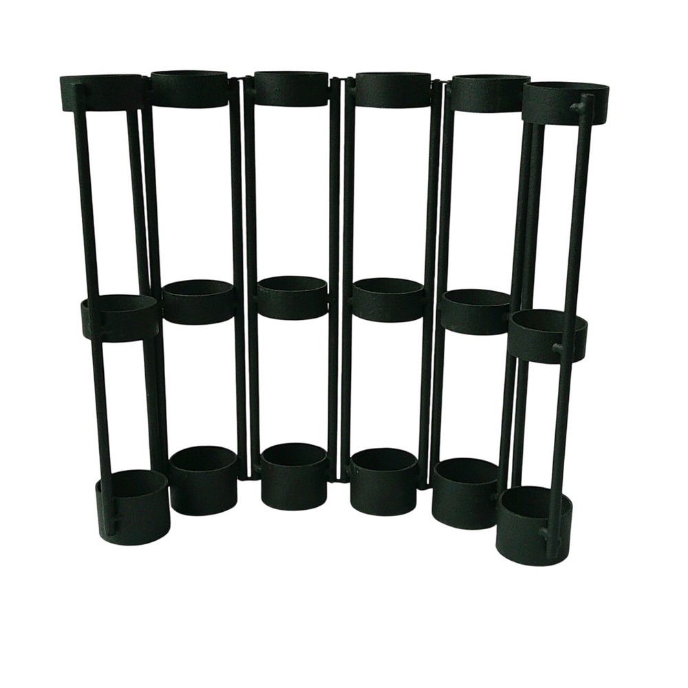 Metal Hinged Tube Vase Holder Stand Black 6 Slot Propagation Base